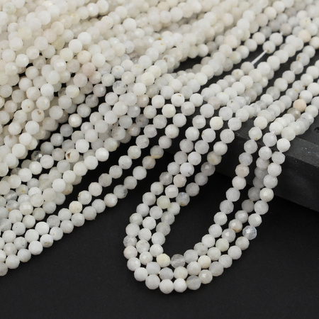 Kamień księżycowy kula fasetowana 4mm [sznur 39cm]