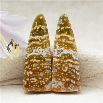 Kaboszony jaspis orbikularny 34x12x4mm [para]