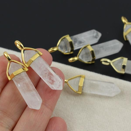 Kryształ górski zawieszka grot w okuciu 40x8mm