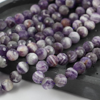 Ametyst chevron kula fasetowana 10mm