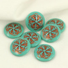 Kaboszon szklany Snowflake Opaque Turquoise Copper 21mm
