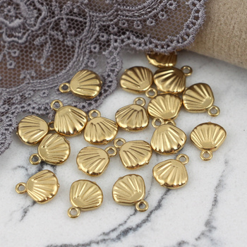 Zawieszka muszla stal szlachetna pozłacana 8mm