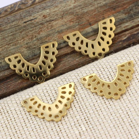 Ażurowa baza stal szlachetna pozłacana PVD HQ 25x16mm