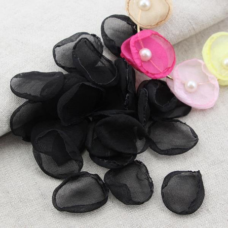Szyfonowe płatki do kwiatków czarne 25mm [6szt]