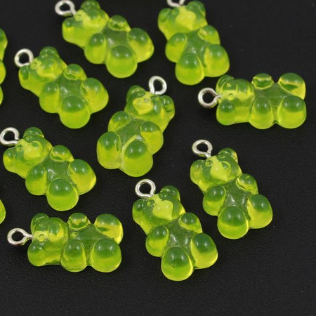 Miś żelek akrylowy zielony 17x11mm