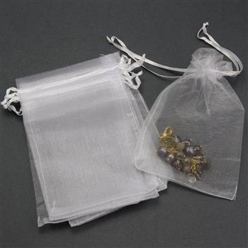 Woreczek z organzy biały 15x10cm