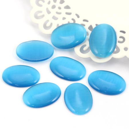 Kaboszon kocie oko owal niebieski 25x18mm