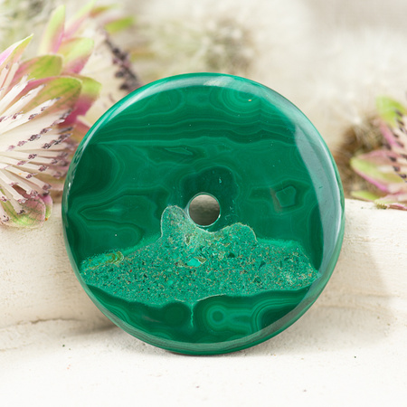 Zawieszka malachit naturalny donut 43mm ze skazą