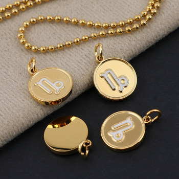 Zawieszka stal szlachetna pozłacana emaliowana znaki zodiaku Koziorożec 12mm