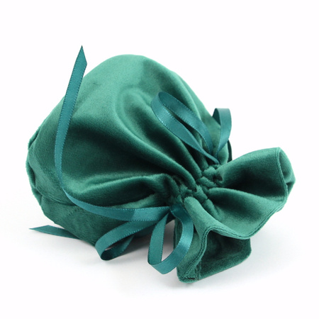 Sakiewka z okrągłym dnem z weluru zielona 14x12cm