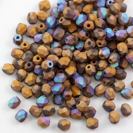 Fire Polish 4mm Crystal Glittery Bronze Matted [20szt]