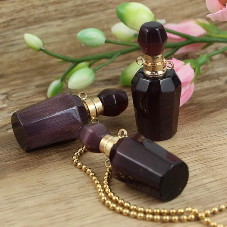 Kocie oko zawieszka perfumetka z odkręcanym korkiem 36x15mm