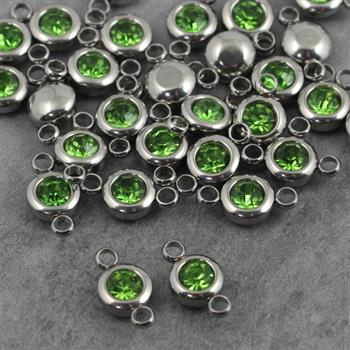 Stal szlachetna łącznik w oprawie SR olivine 6mm