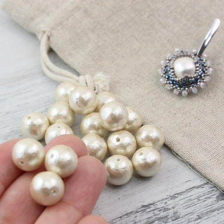 Miyuki Cotton Pearls Off - White kula 10mm