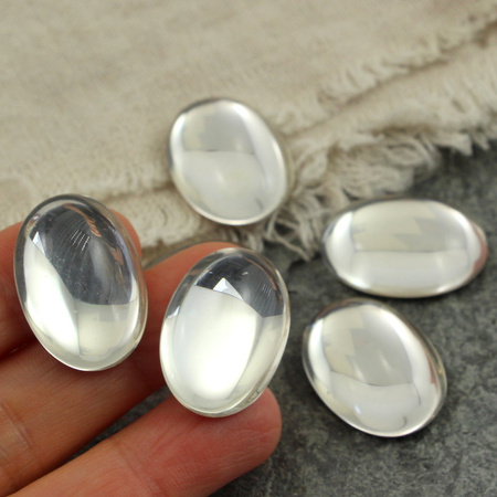 Kaboszon szklany Crystal - Gold Matte Foiled owal 25x18mm