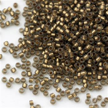 Toho Round 15/0 Frosted Gold-Lined Black Diamond [5g]