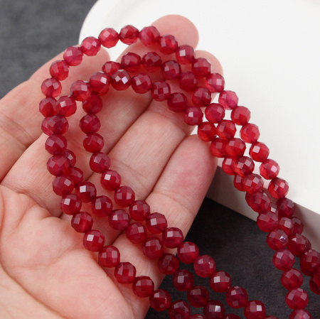 Agat brazylijski kula fasetowana bordowa 6mm