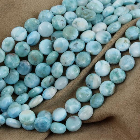 Larimar moneta gładka 10mm