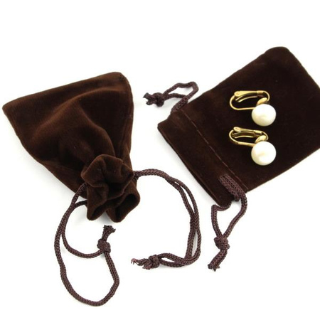 Woreczek z weluru brązowy 7x5cm