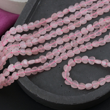 Kwarc różowy serce gładkie 6mm [sznur 39cm]