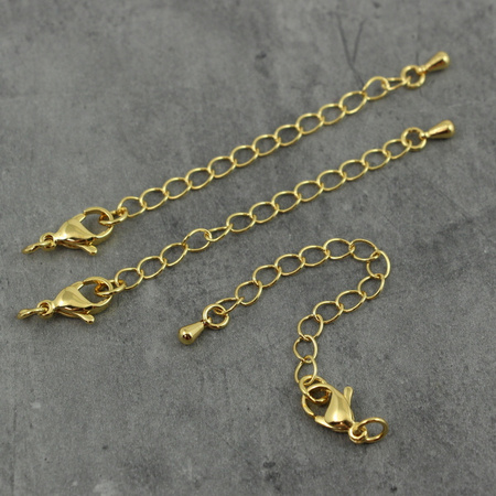 Zapięcie przedłużka z karabińczykiem metalowe złote 55mm