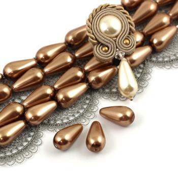 Preciosa Nacre Pear Bronze 15x8mm [2szt]