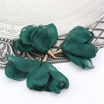 Szyfonowy kwiatek w tulejce zielony 80mm