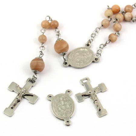 Zestaw do różańca krzyż i łącznik stal szlachetna