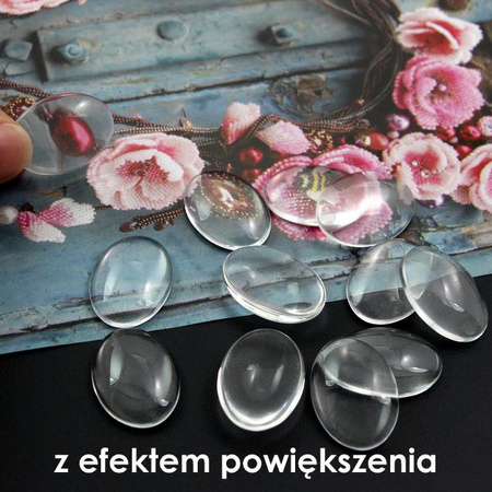 Kaboszon szklany przezroczysty owal 25x18mm