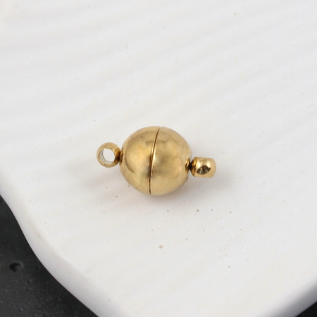 Zapięcie magnetyczne pozłacane kula stal szlachetna 6mm