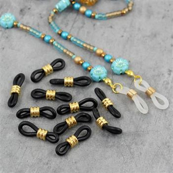 Końcówka do okularów czarna silikon/złota stal szlachetna