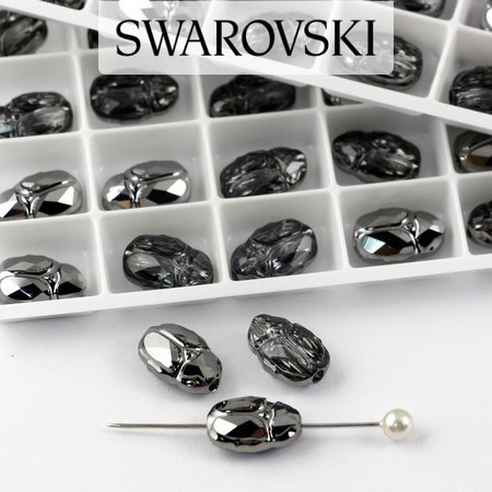 5728 Swarovski Scarab Bead 12mm Silver Night