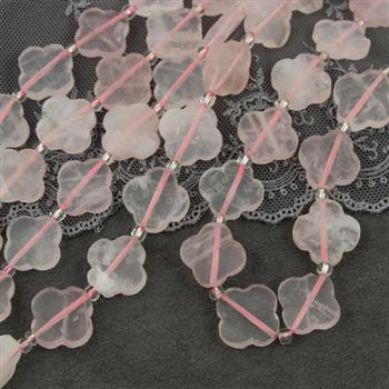 Kwarc różowy koniczyna fasetowana 16mm