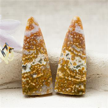 Kaboszony jaspis orbikularny 34x13x4mm [para]