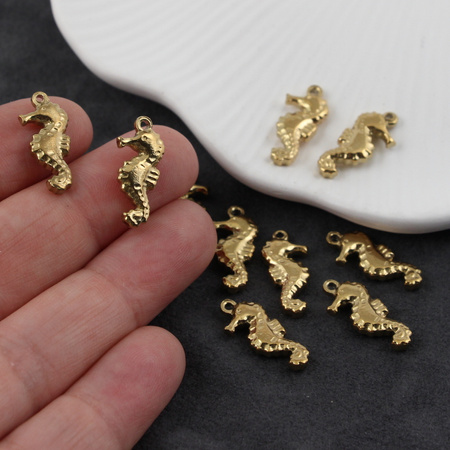 Zawieszka konik morski stal szlachetna pozłacana 20x9mm