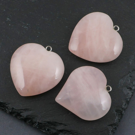 Kwarc różowy zawieszka serce 40mm