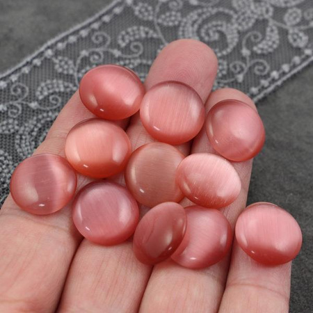 Kaboszon kocie oko okrągły różowy 16mm