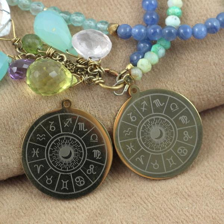 Zawieszka zodiak stal szlachetna pozłacana 28mm