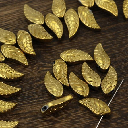 Listek szklany złoty 18x8mm [4szt]