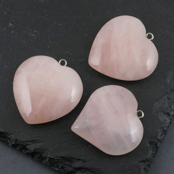 Kwarc różowy zawieszka serce 40mm