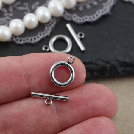 Zapięcie mini toggle stal szlachetna srebrne 10mm