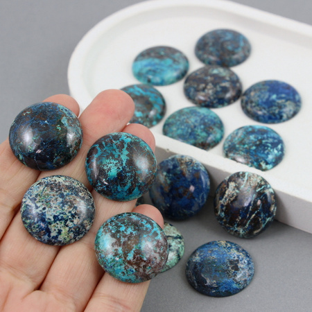 Kaboszon chryzokola moneta 25mm