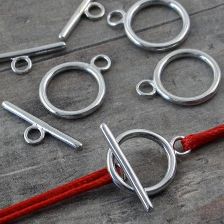 Zapięcie metalowe przekładane typu toggle srebrne 18mm