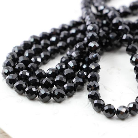 Spinel czarny kula fasetowana 6mm