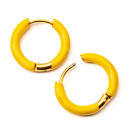 Bigle emaliowane kółka stal szlachetna pozłacana żółte 18mm [para]