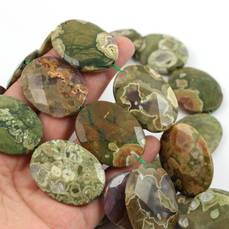 Jaspis riolit owal fasetowany 40x30mm