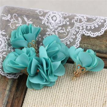 Ozdobny kwiatek w ażurowej tulejce seledyn 25mm