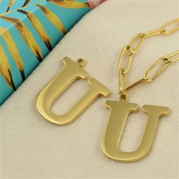 Zawieszka stal szlachetna pozłacana 25mm litera U