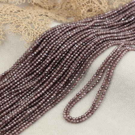 Cyrkonia kula fasetowana brązowa 2mm [sznur 38cm]