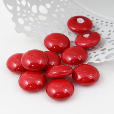 Kaboszon szklany czerwony moneta 18mm